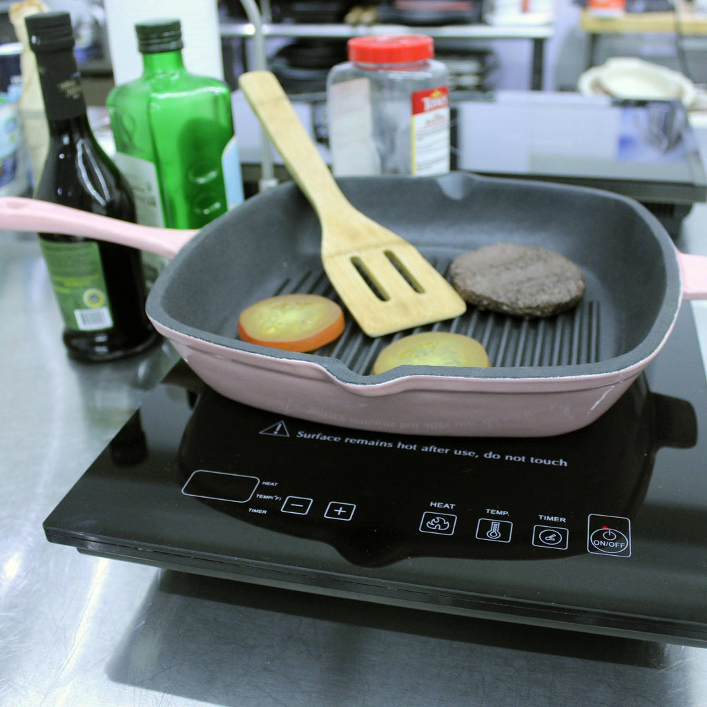 Pink Cast Iron Square Grill Pan O209615