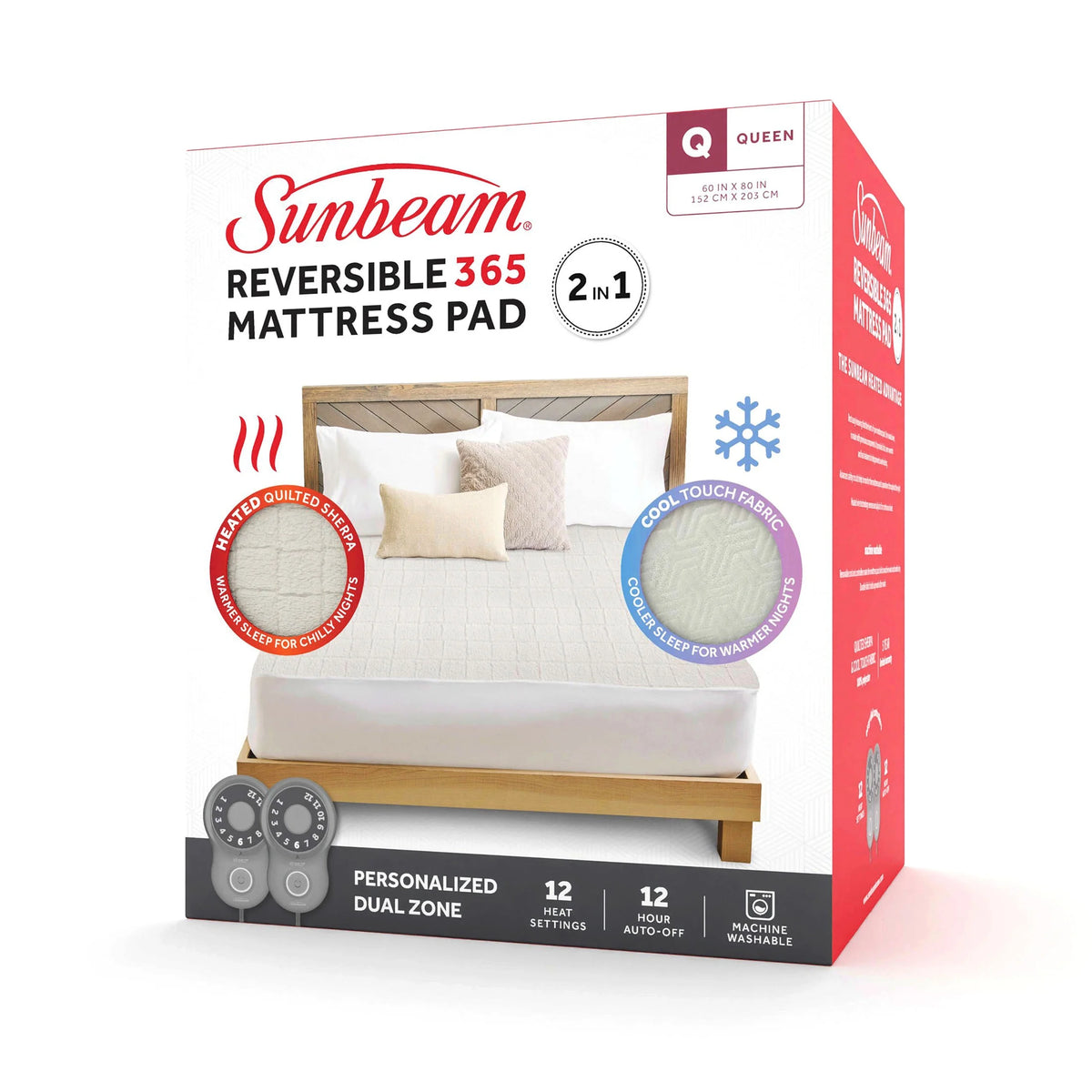 2-in-1 Reversible Heated and Cooling Mattress Pad Queen Size J78011