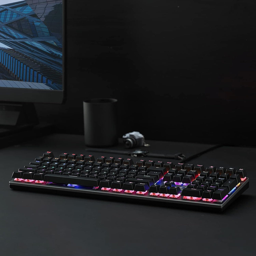 V700RGB LED Alloy Backlit Wired Mechanical Gaming Keyboard with Blue Switches, Braided Fiber Cable, Pack of 2 Q345