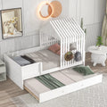 White Twin Size Wood House Bed with Trundle N22607