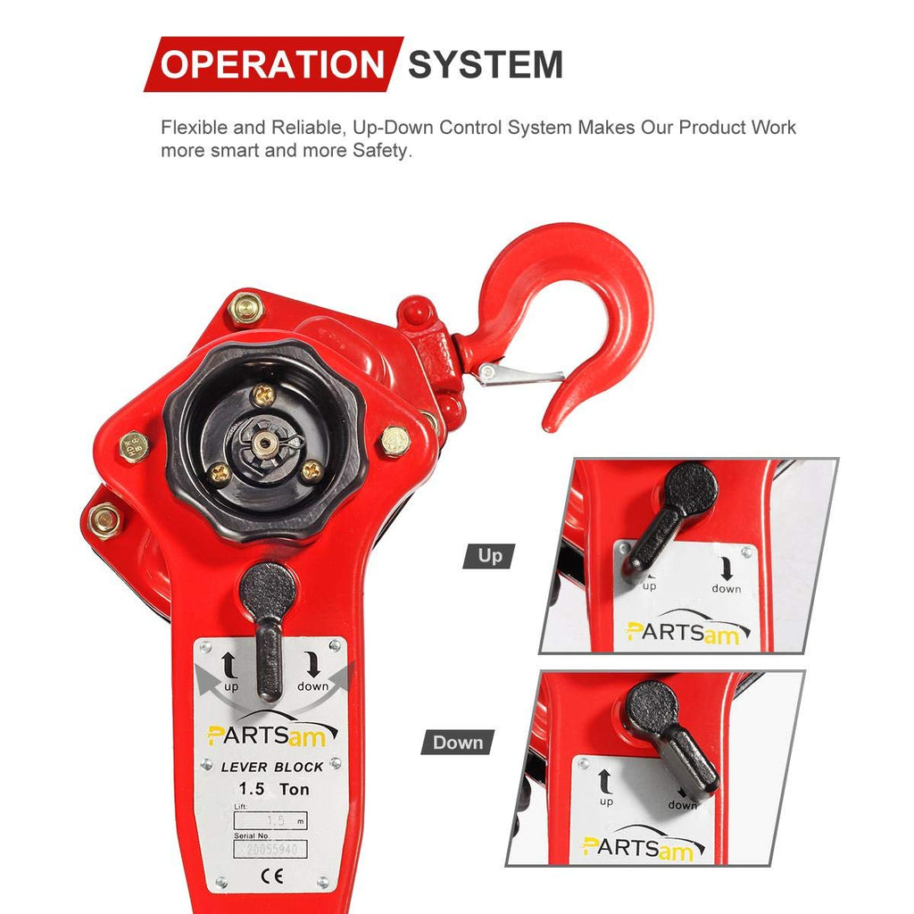3300LBS Capacity Lever Hoist Come Along with 2 Heavy Duty Hooks, Pack of 2 V42737