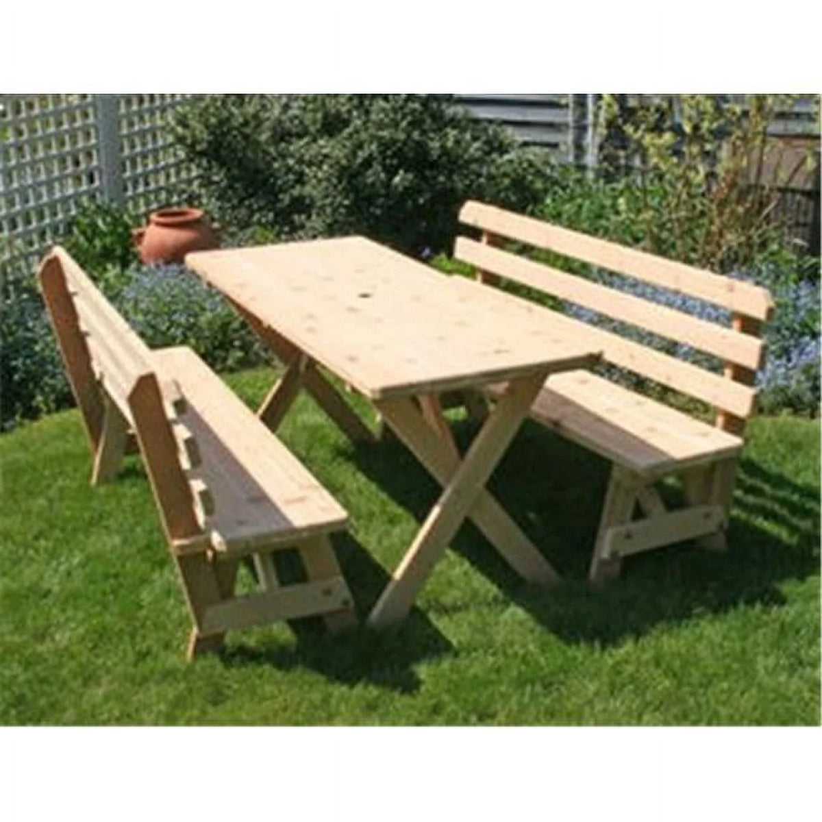 Cedar Cross Legged Picnic Table with 4 ft. Backed Benches J99728