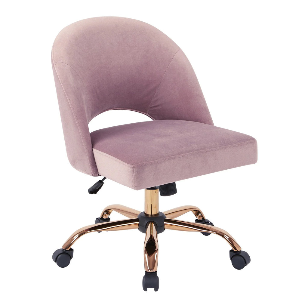 Lavender Fabric Office Chair with Rose Gold Base Z9982