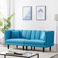 Blue Linen Blend Twin Convertible Sofa Z874