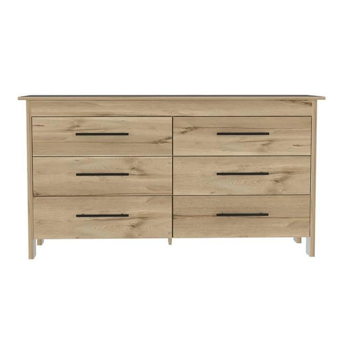 Light Oak & White Four Drawer Double Dresser F158862