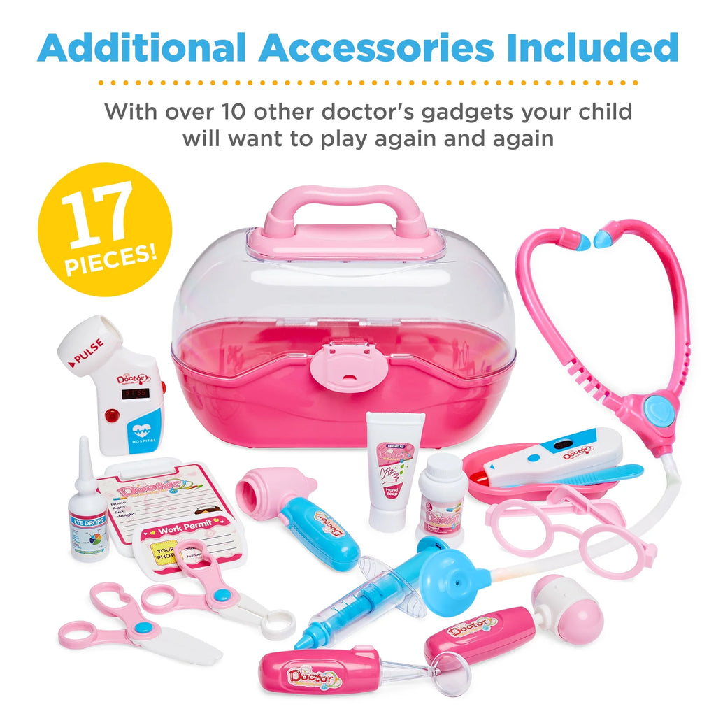 Pink Pretend Medical Station Set with Carrying Case P3947