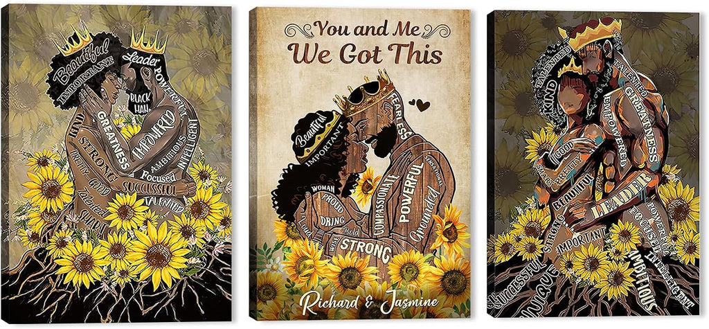 African American Faceless Portrait Canvas Print, Set of 3 Pieces R4724
