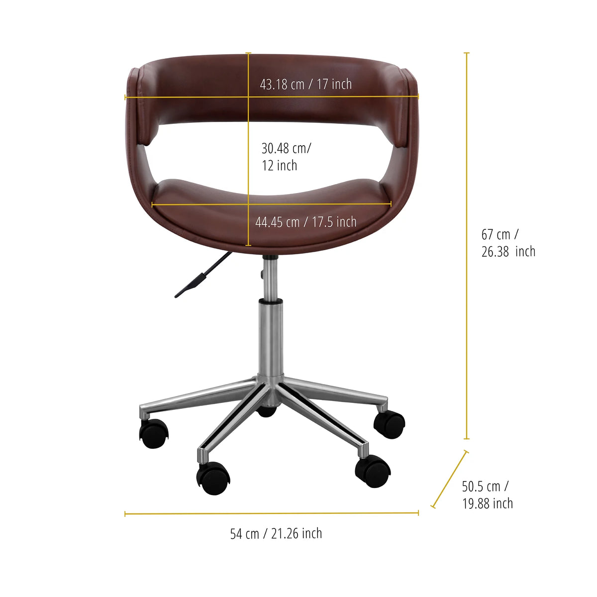 Brown PU Leather Office Chair with Swivel Base T8595