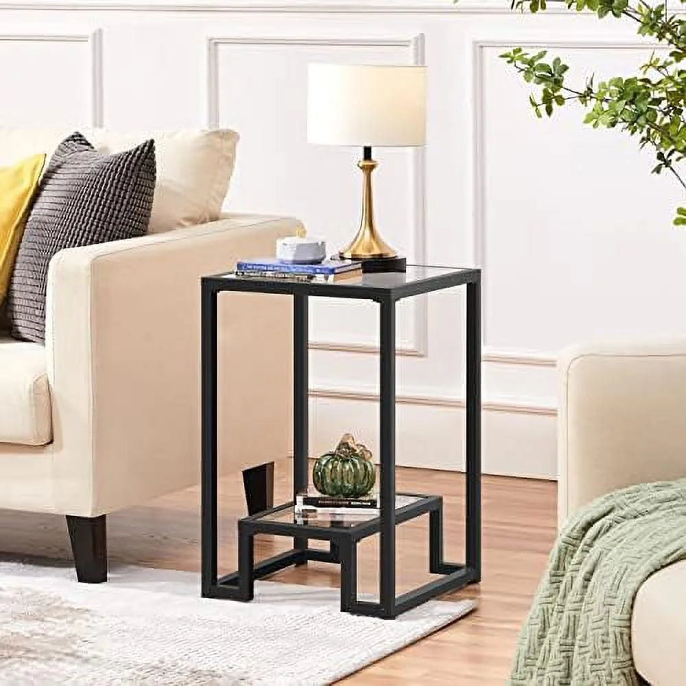 Tempered Glass Coffee Table Set of 3 Pieces Black Z816