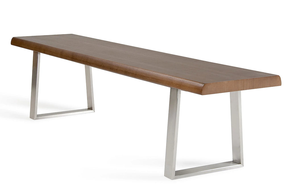 17-inch Walnut Wood and Steel Dining Bench H4933