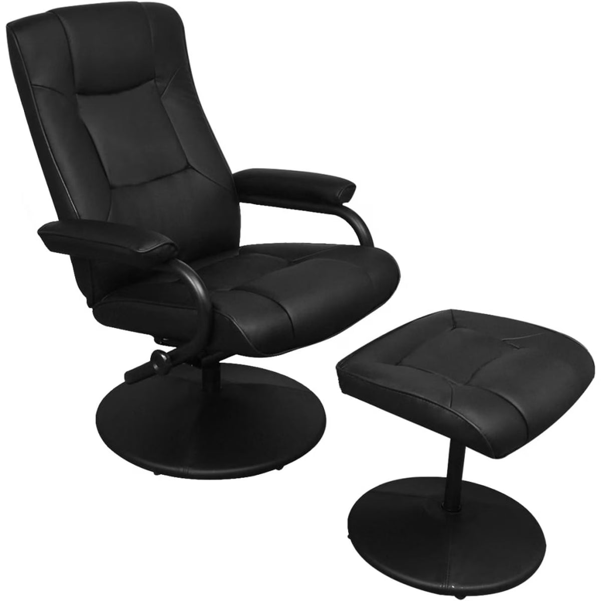 Black Faux Leather Swivel Recliner with Ottoman R973900
