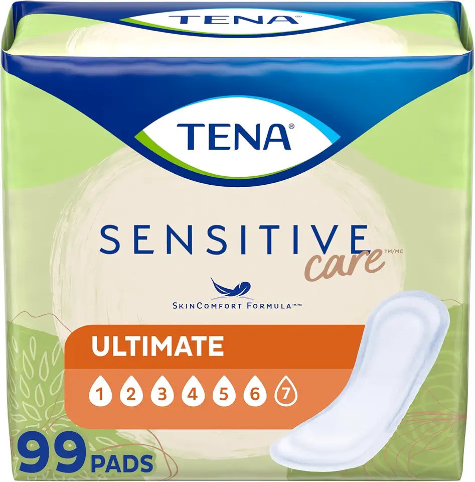 Incontinence Pads, Ultimate Absorbency, Long, 99 Count H9004