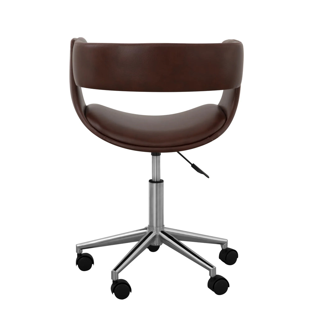 Brown PU Leather Office Chair with Swivel Base T8595