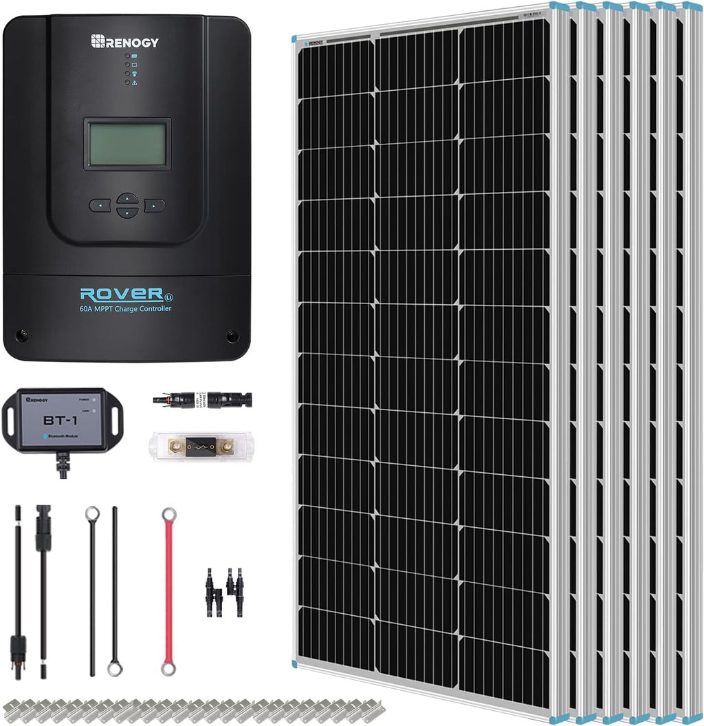 400 Watt 12 Volt 4 Pcs 100W Panel 40A MPPT Charge Controller Bluetooth Module Mounting Z Brackets Adaptor Kit Tray Cables Set Solar Power System W494