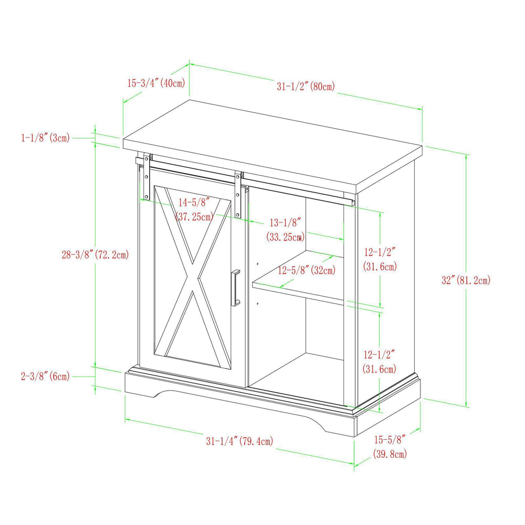Rustic Farmhouse Accent Cabinet with Sliding Barn Door Gray Wash H53703