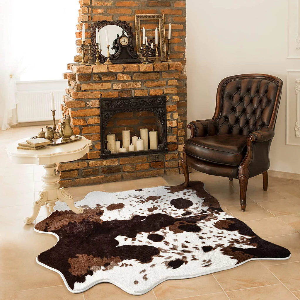 Faux Leather Animal Print Rug 5.2ft × 6.2ft H81863