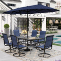 8-Piece Outdoor Patio Dining Set with Navy Umbrella I81705