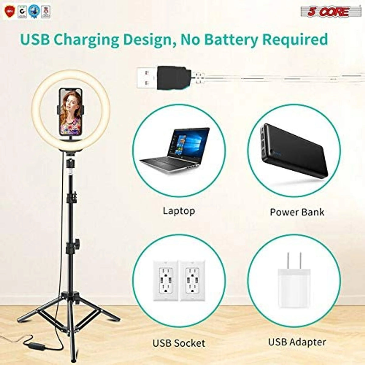 10" LED Ring Light with Tripod Stand Phone Holder I90037