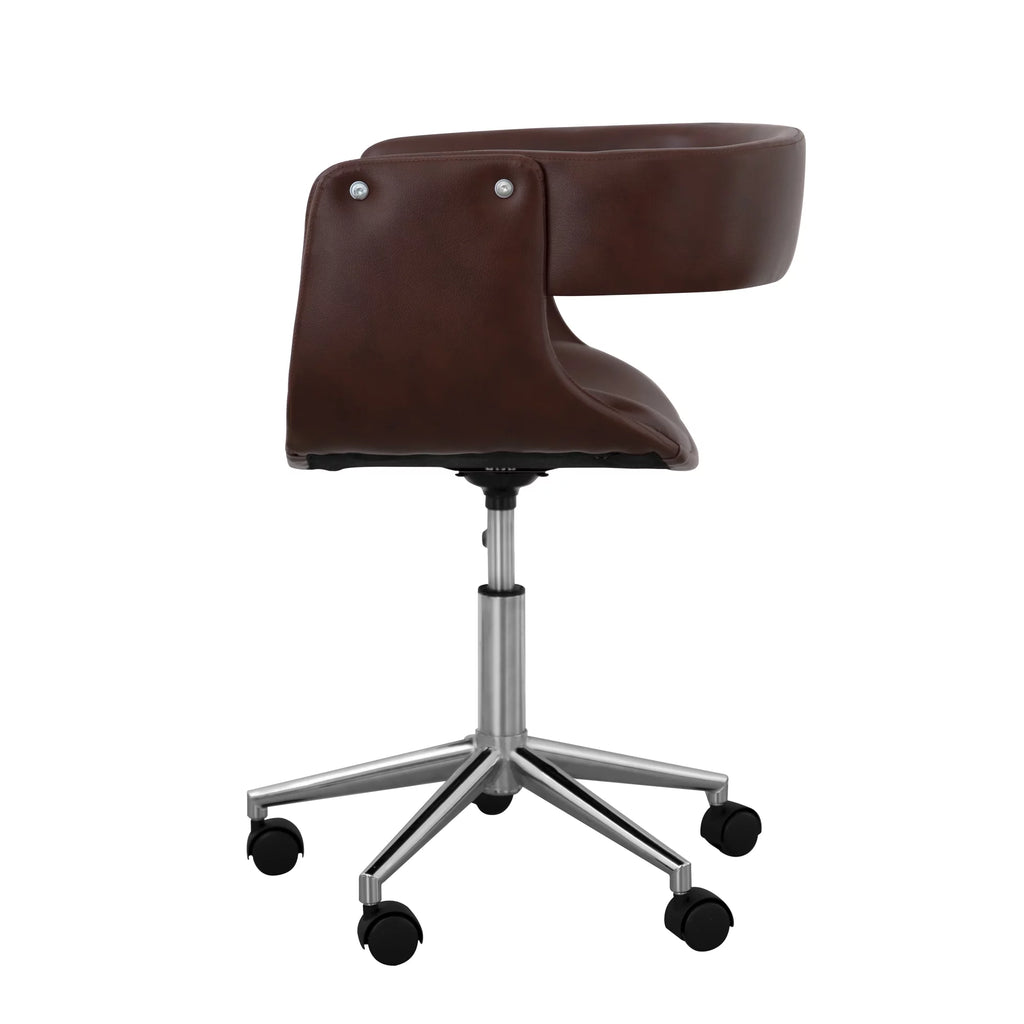 Brown PU Leather Office Chair with Swivel Base T8595