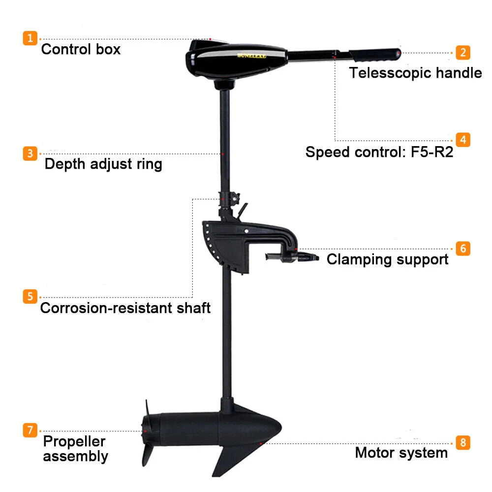 12V Electric Outboard Motor Trolling Engine 58LBS G9507
