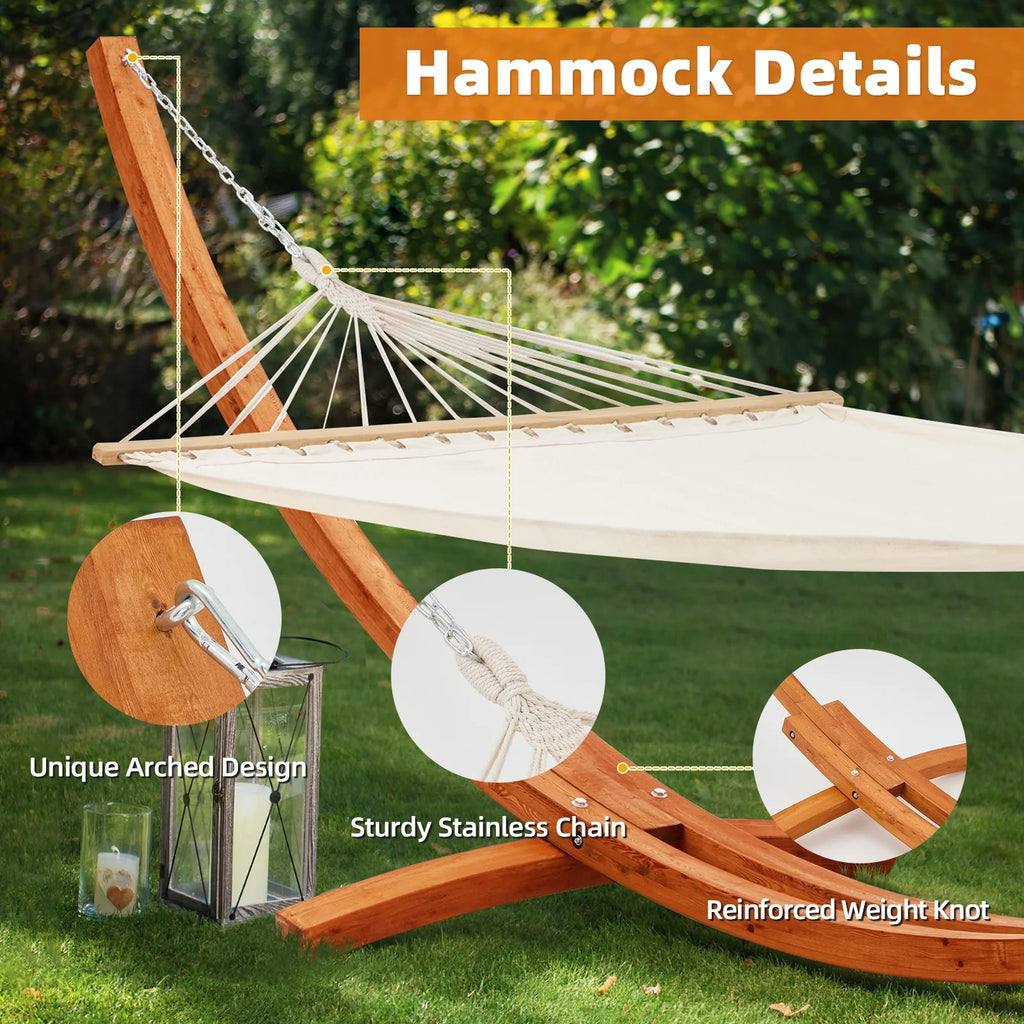 14FT Wooden Double Hammock with Stand U756866