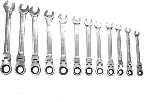 12pc 8-19mm Metric Flexible Head Ratcheting Wrench Combination Spanner Tool Set H481617