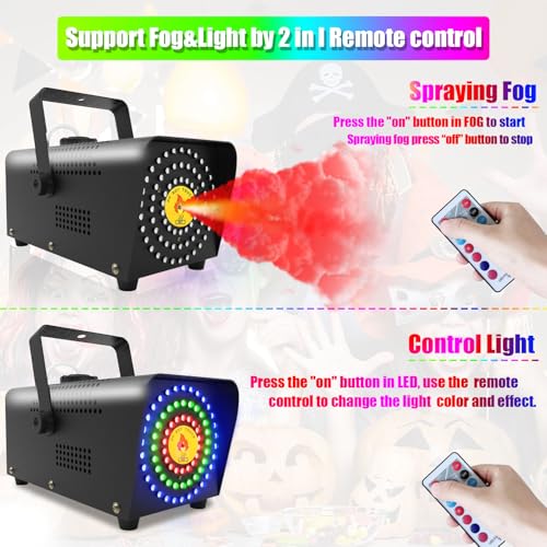500W 2000 CFM Fog Machine with 72 LED Lights and Remote Control F14894