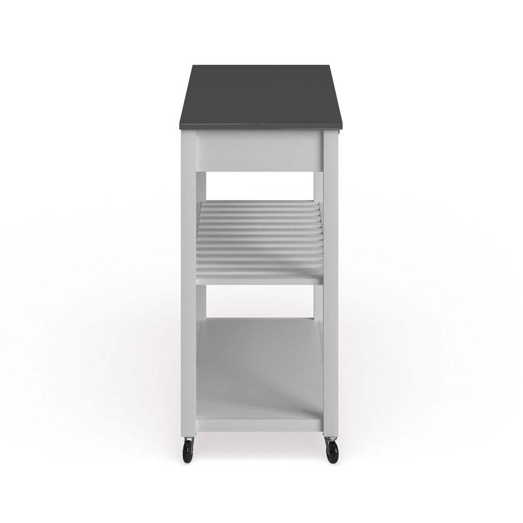 White Wood Kitchen Cart Island N705396