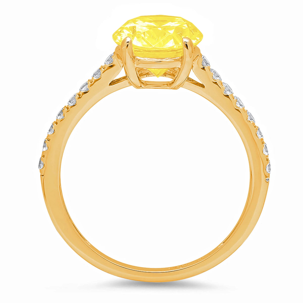 18K Yellow Gold Solitaire Ring with Accents Z873262