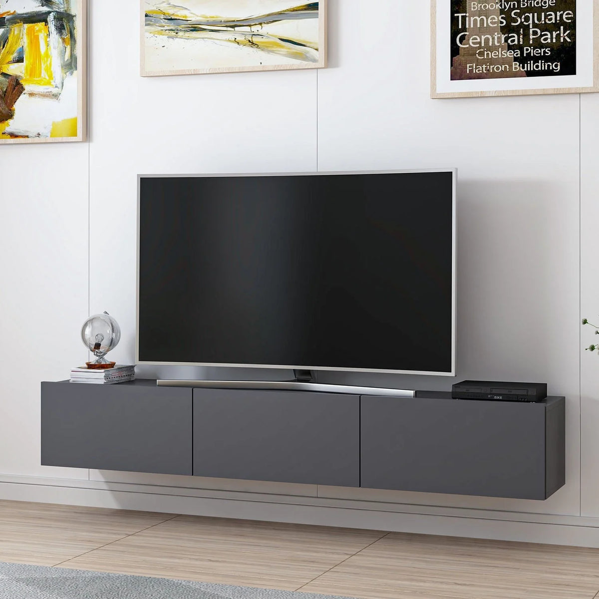 Hanging Tv Unit with Decor Panel Anthracite A480