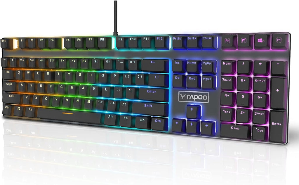 V700RGB LED Alloy Backlit Wired Mechanical Gaming Keyboard with Blue Switches, Braided Fiber Cable, Pack of 2 Q345