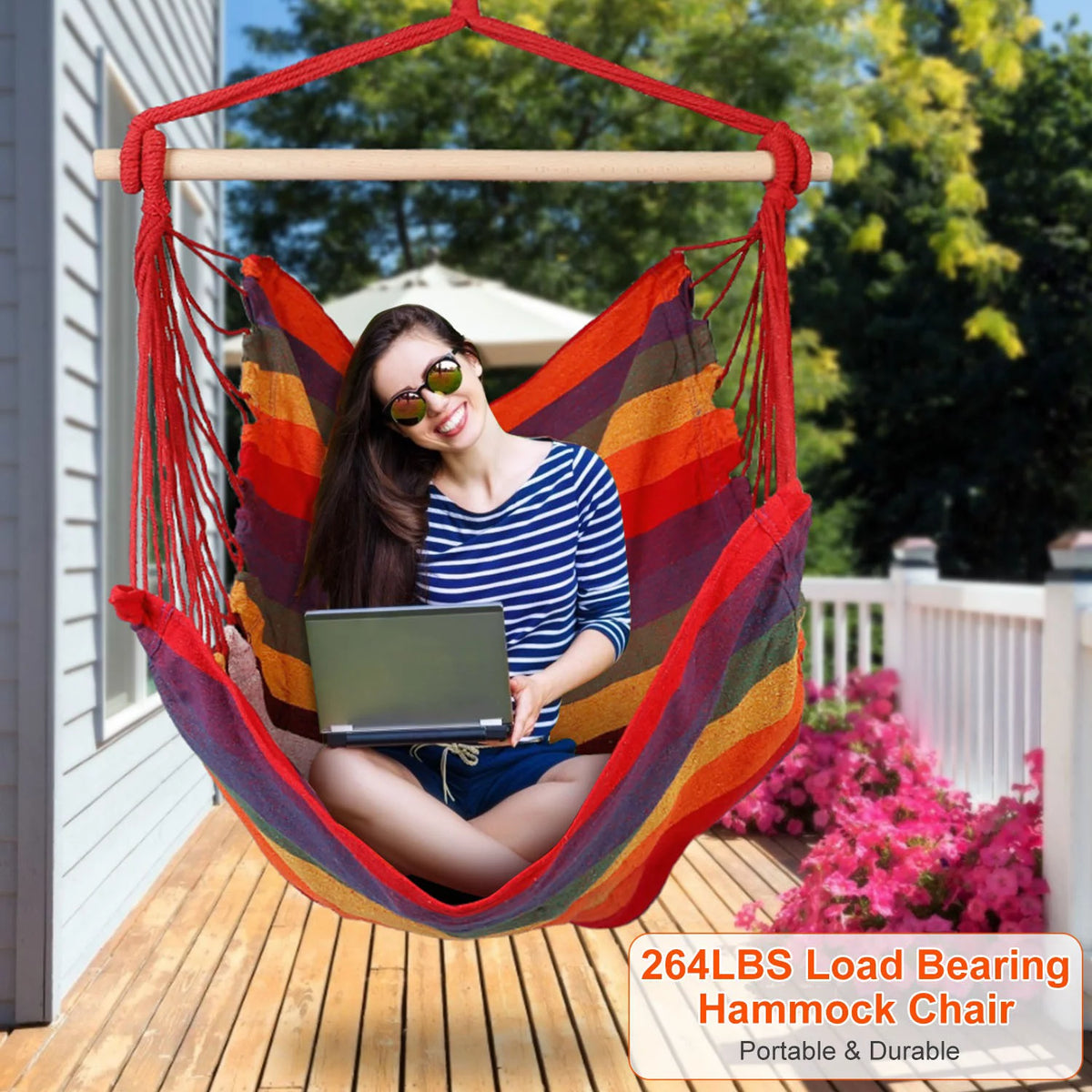 Hanging Chair Canvas Porch Patio Swing Seat U21984