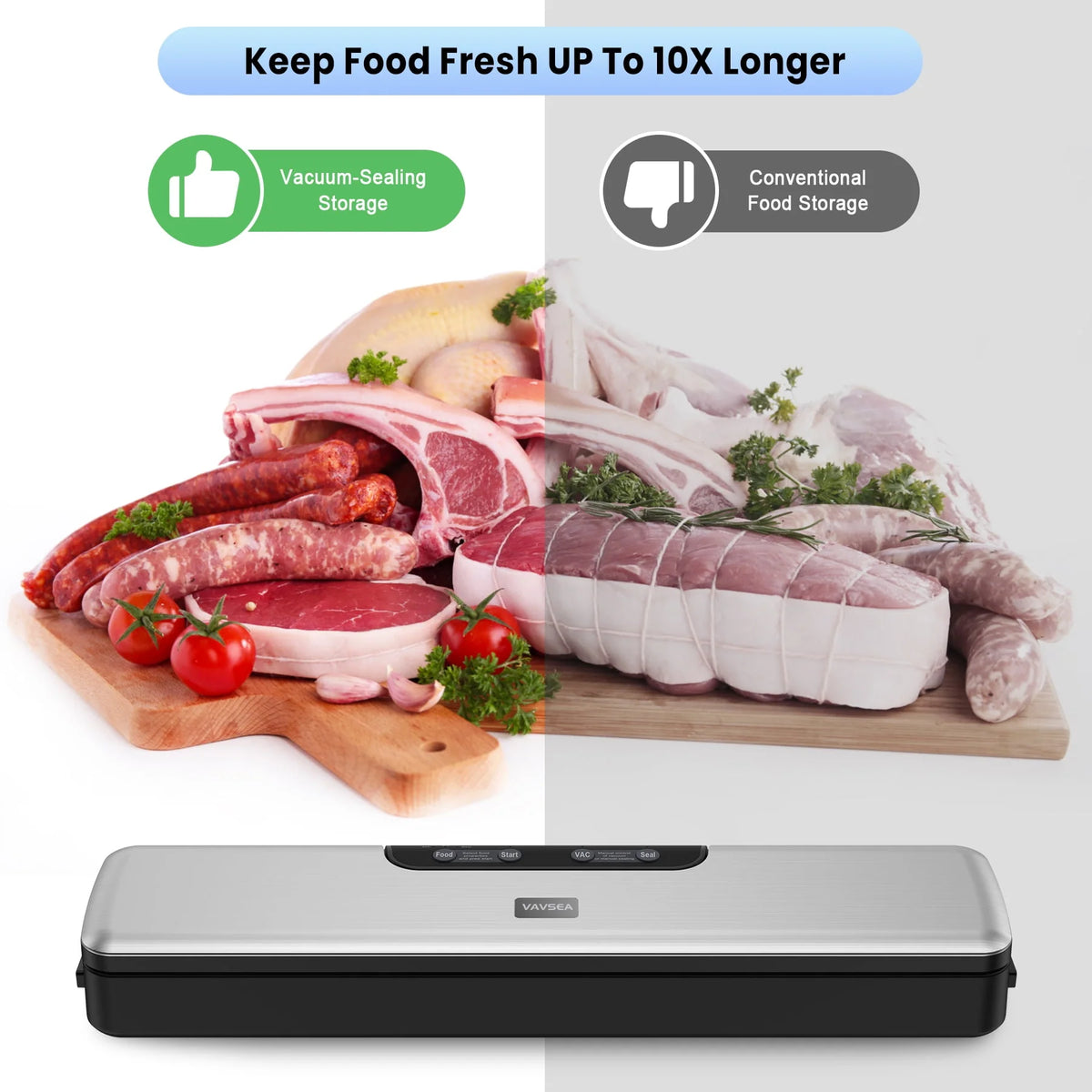 70Kpa Vacuum Sealer with Vacuum Hose & 10Pcs Bags R725