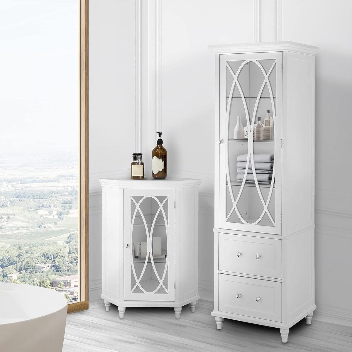 White Linen Floor Cabinet S409