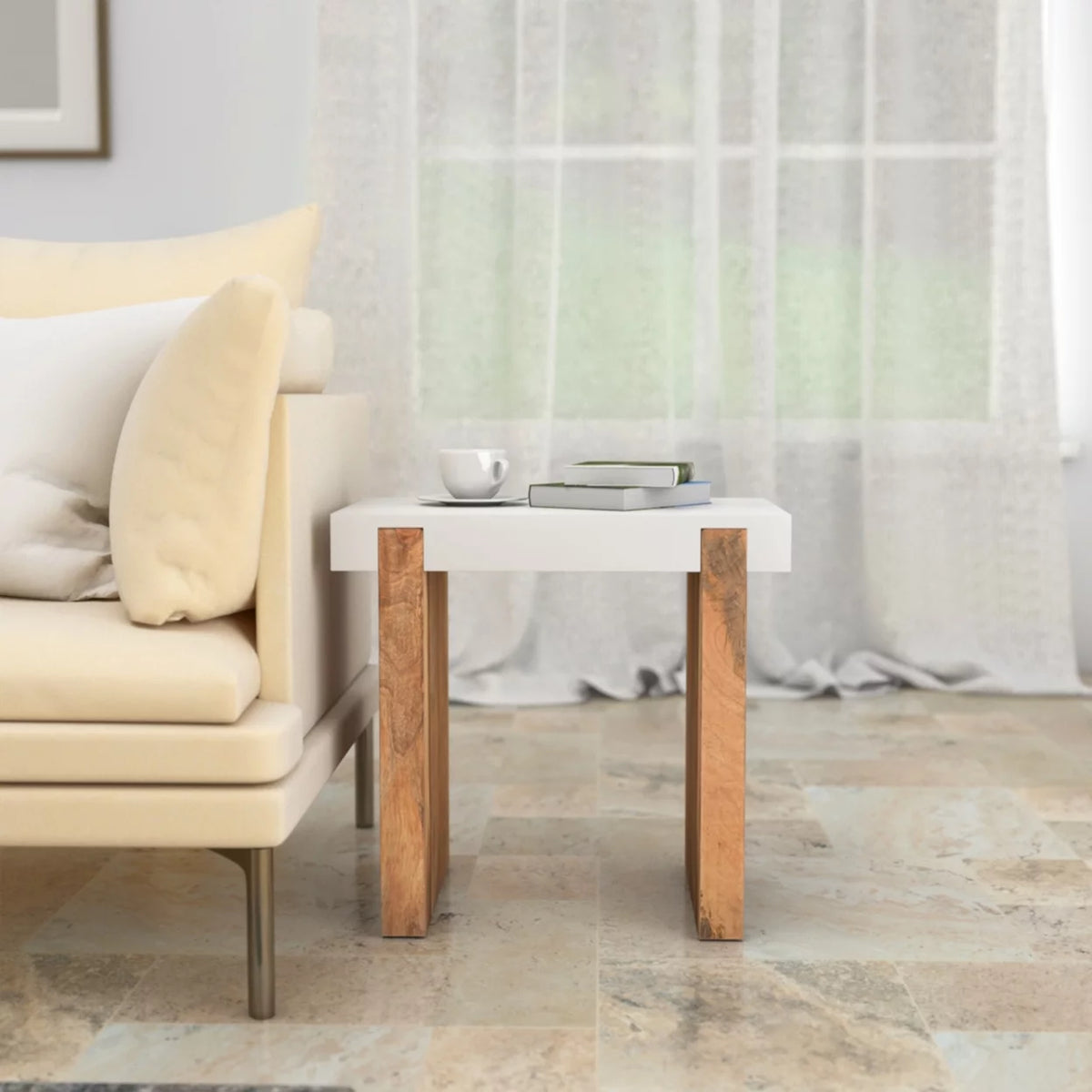 20 Inch Rectangular Mango Wood Side Table B613