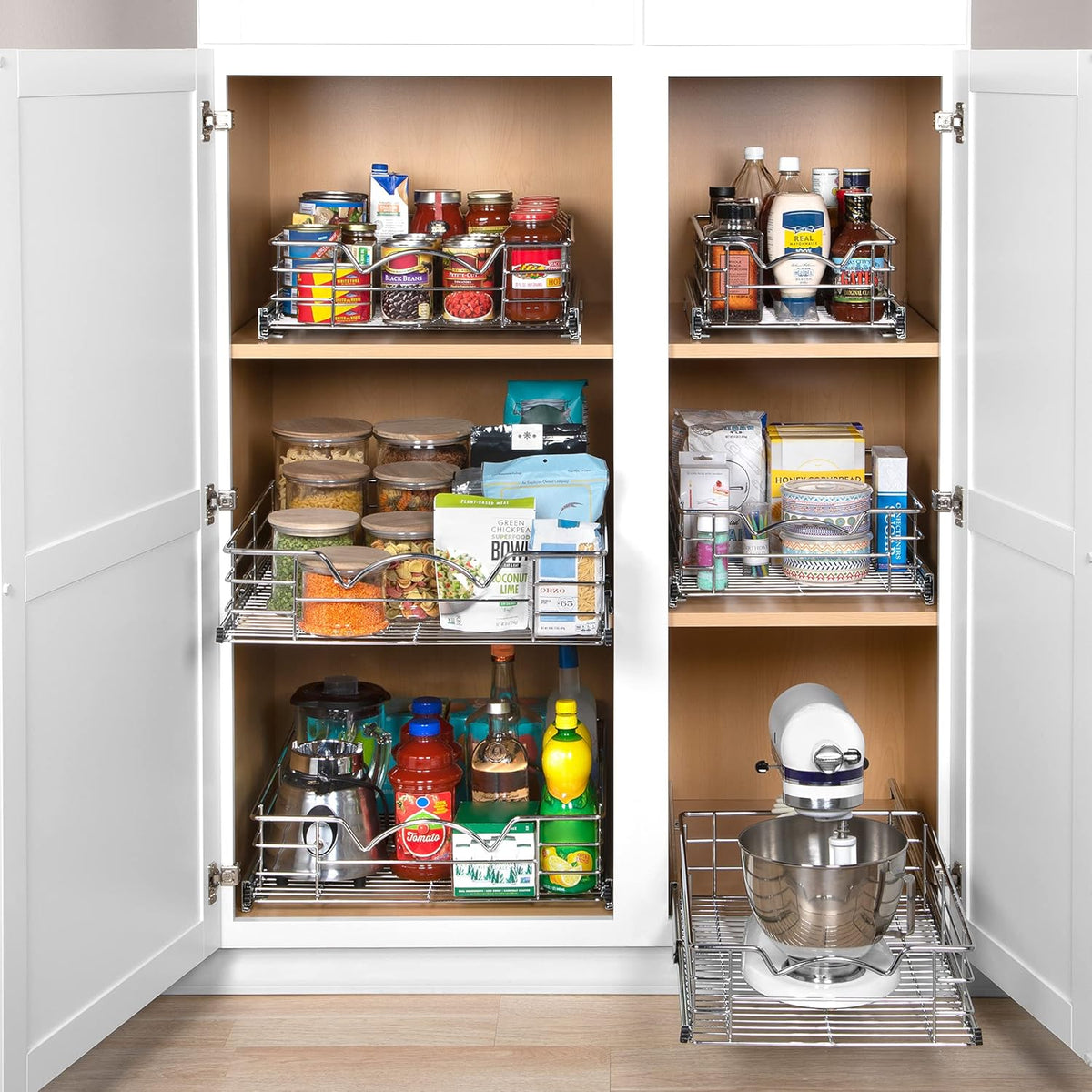 Pull Out Cabinet Organizer Basket, 11W x 21D x 5H B41251