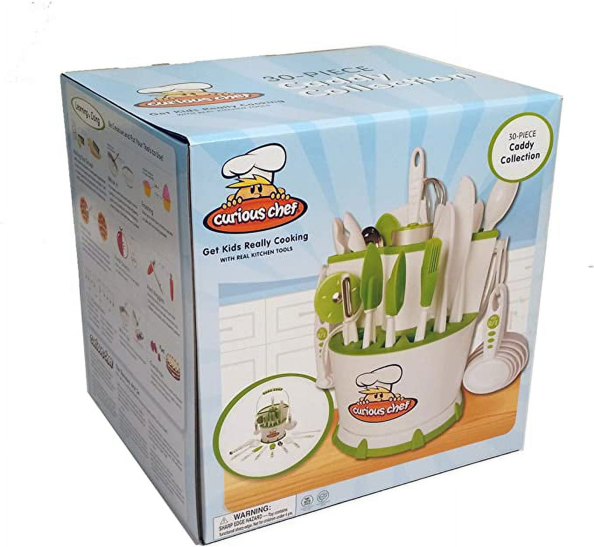 30-Piece White/Green Plastic Cookware Set with Real Utensils P283645