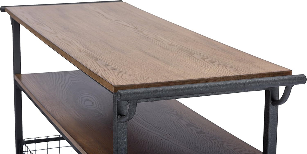 Brown Wood and Metal Kitchen Cart K990