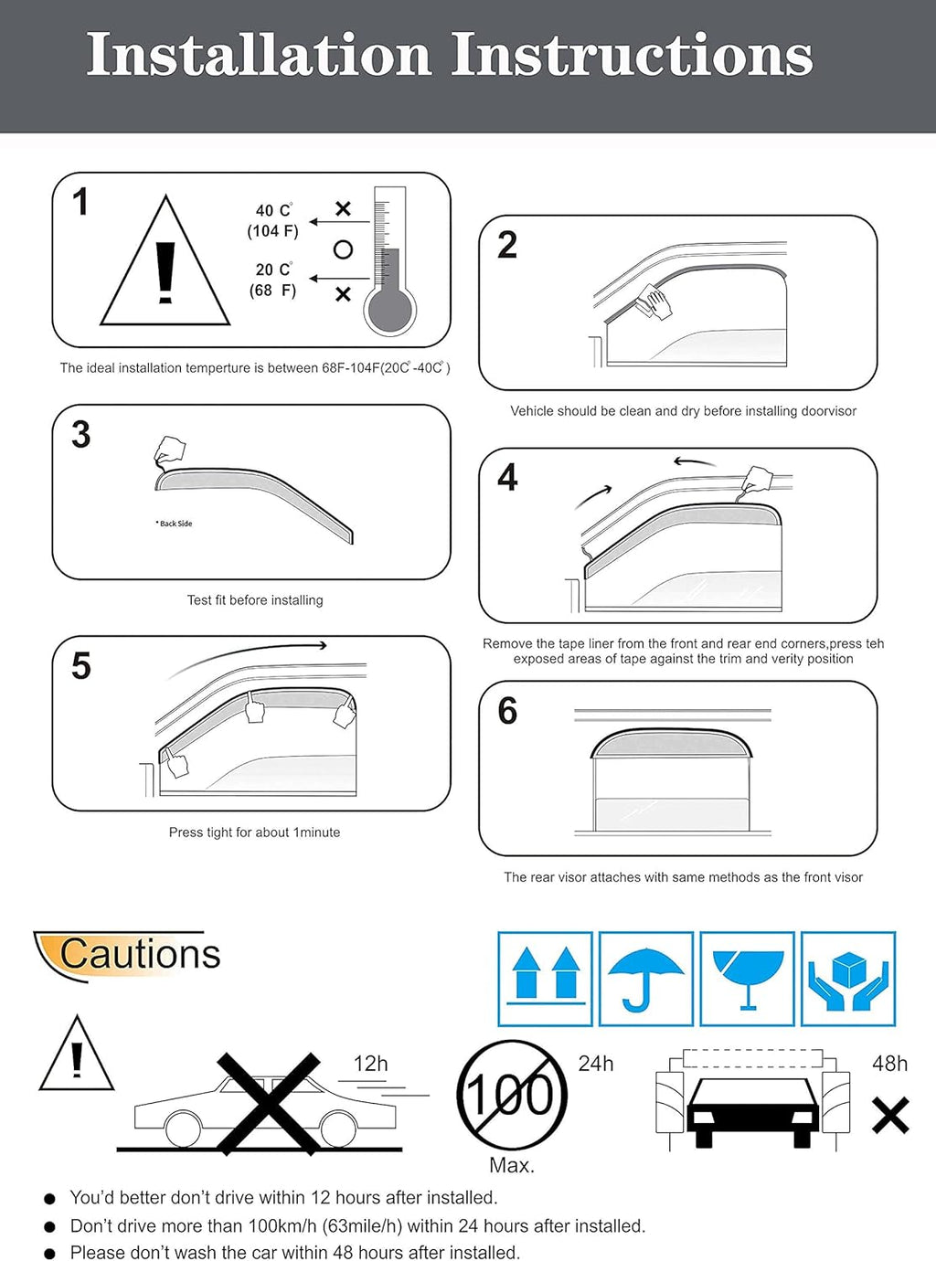 Side Window Visors Rain Guards 4-Piece Set V147618