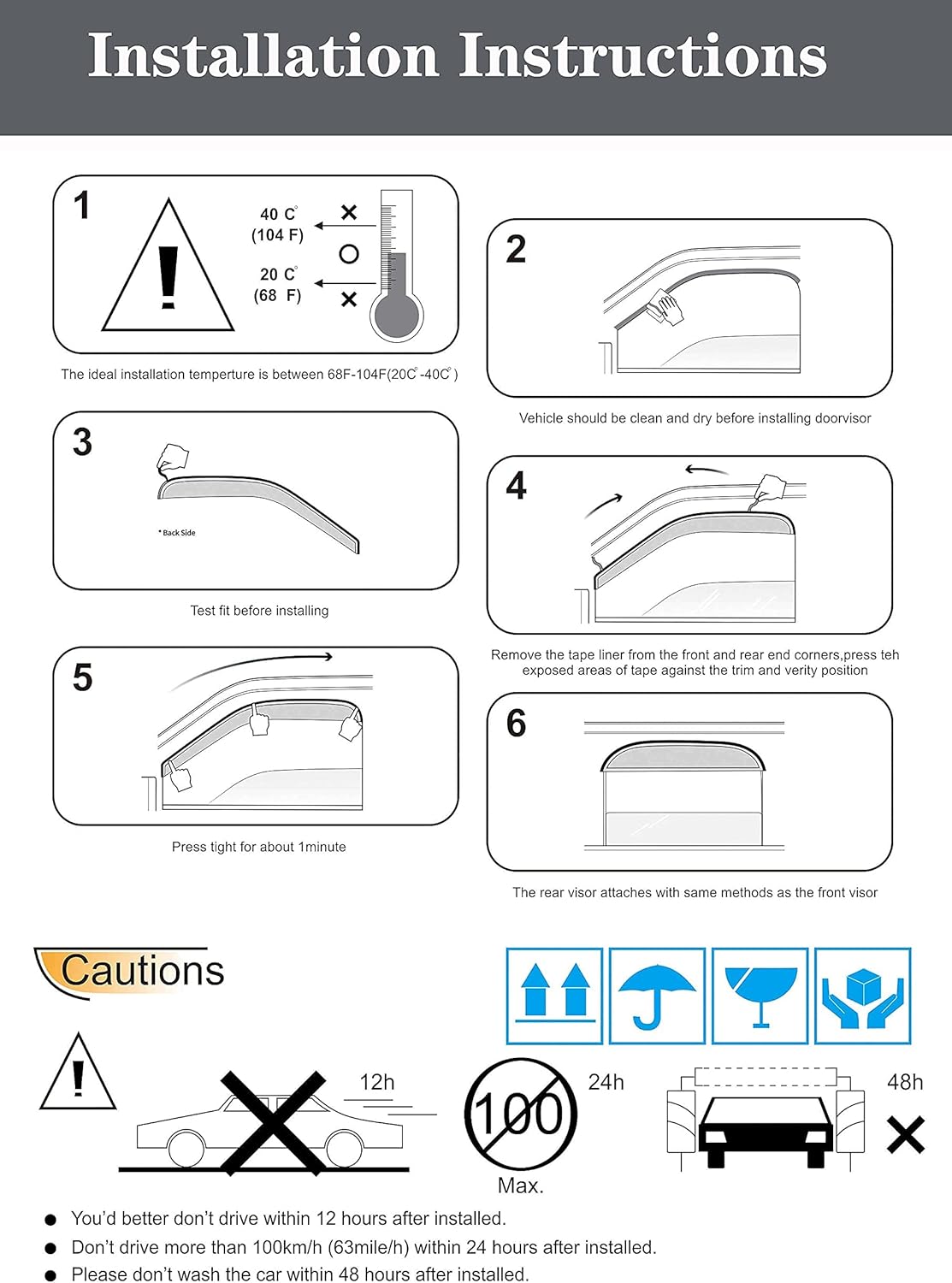 Side Window Visors Rain Guards 4-Piece Set V147618