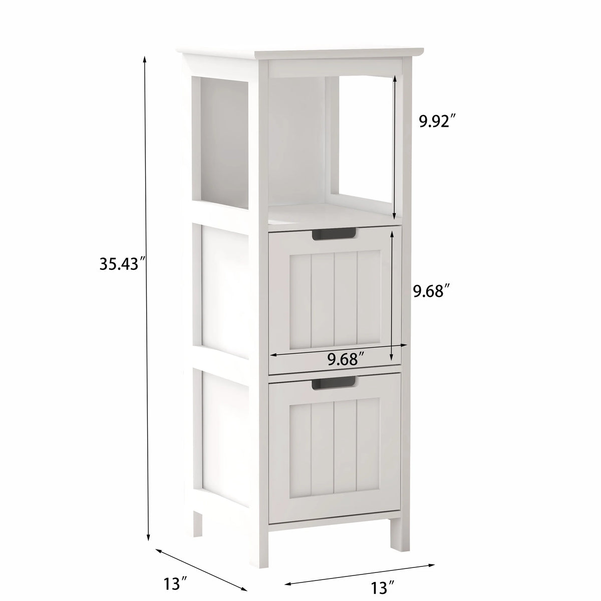 White 2 Drawer 1 Shelf Wood Bathroom Floor Cabinet X10336