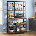 10-Tier Microwave Oven Stand with Power Outlets and Pull-Out Drawer Y78705