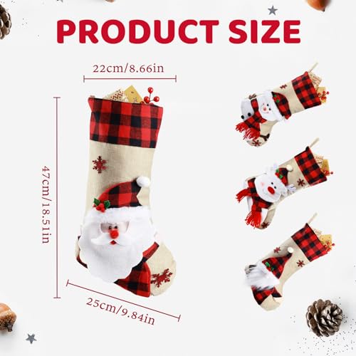 18.5'' Burlap Plaid Christmas Stockings 1-Pack L140