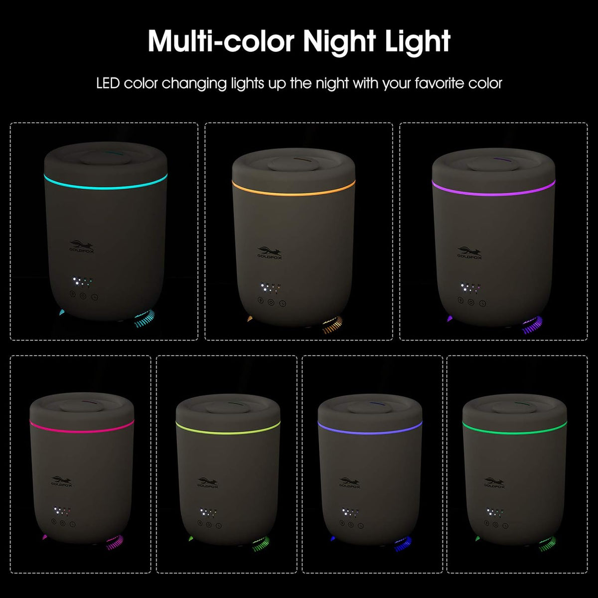 2.2L Cool Mist Humidifier with Ambient Light, Pack of 2 D65988