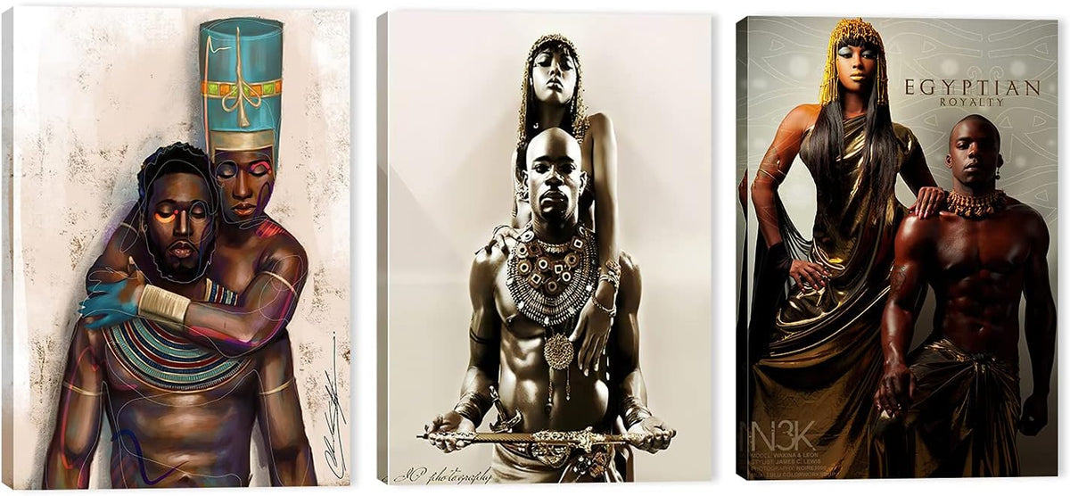 African American Faceless Portrait Canvas Print, Set of 3 Pieces R4724