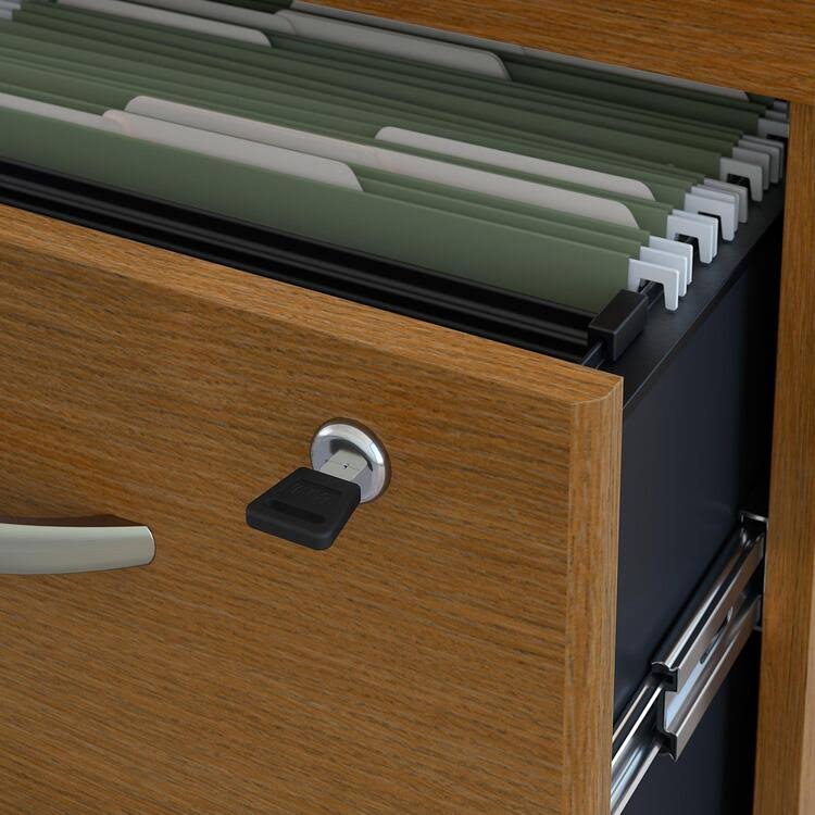 Mocha Cherry Office Desk with Mobile File Cabinet L71759