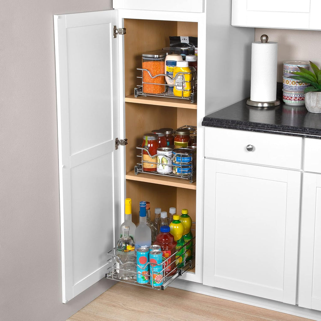 Pull Out Cabinet Organizer Basket, 11W x 21D x 5H B41251
