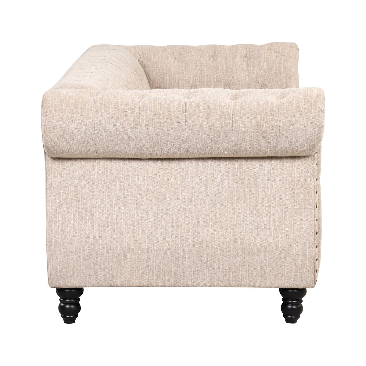 3 Seater Button Tufted Upholstered Sofa with Rolled Arms Z4547