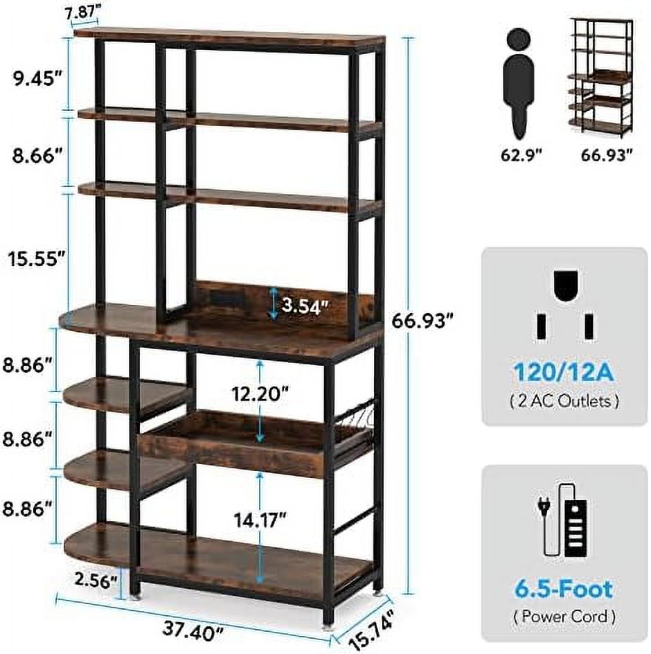 10-Tier Microwave Oven Stand with Power Outlets and Pull-Out Drawer Y78705