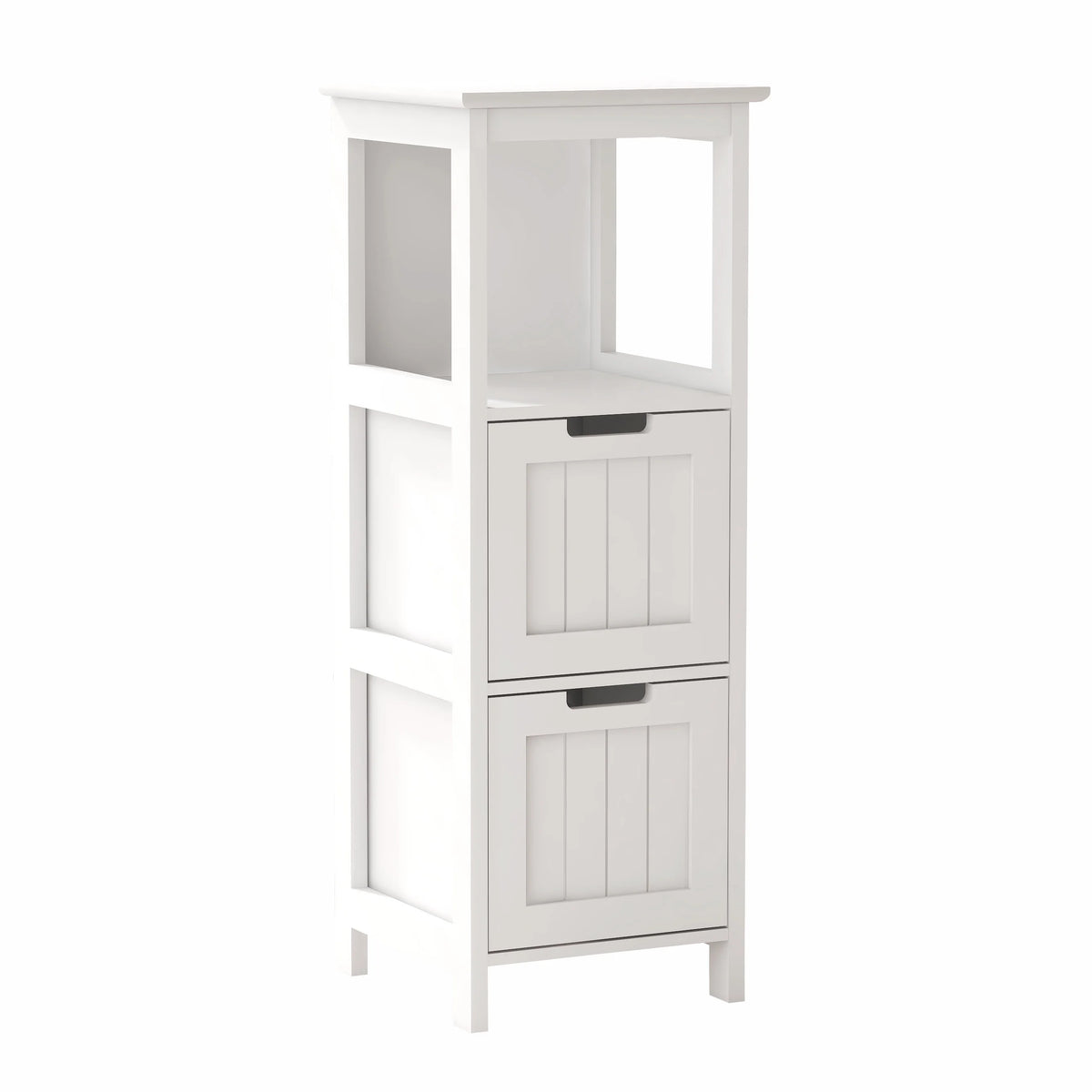White 2 Drawer 1 Shelf Wood Bathroom Floor Cabinet X10336